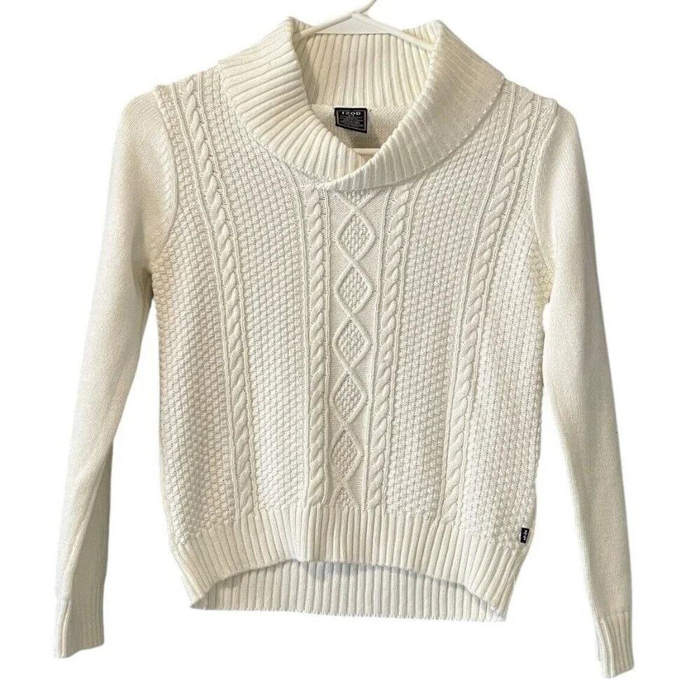 IZOD Boy's 2 Piece Cable Knit Sweater with Multi‎ Color Button Up Shirt Sz: 6/7